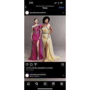 Yellow Catwalk Couture Size 2 Side slit dress